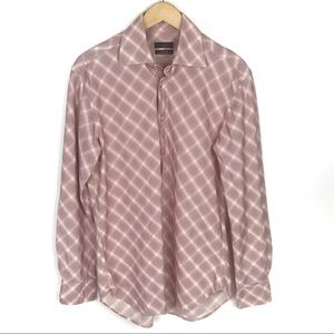 Zara Man Long Sleeve Red White Button Down Shirt